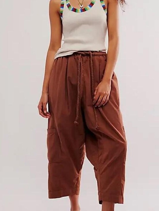 Free People Pants - Free People Kalani Harem Pull-On Drawstring Pants in Brown XS (Run Large)